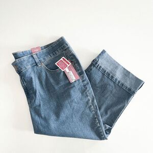 Midtown Women Denim Pants Cropped Capri Blue Wash Size 20W